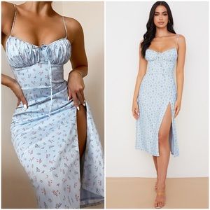 House of CB Light Blue Floral Midi Dress